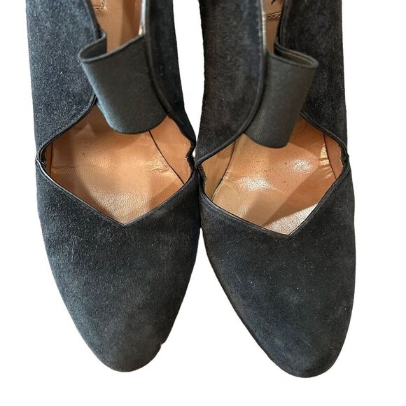 Alaia Paris D'Orsay Suede Pumps Size EU 37 US 6.5 Black Leather Chunk Heels‎ - Picture 4 of 9